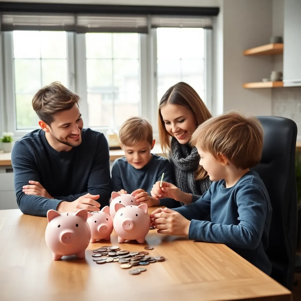 Nederlandse ouders leren hun kinderen over geld tijdens een familieactiviteit