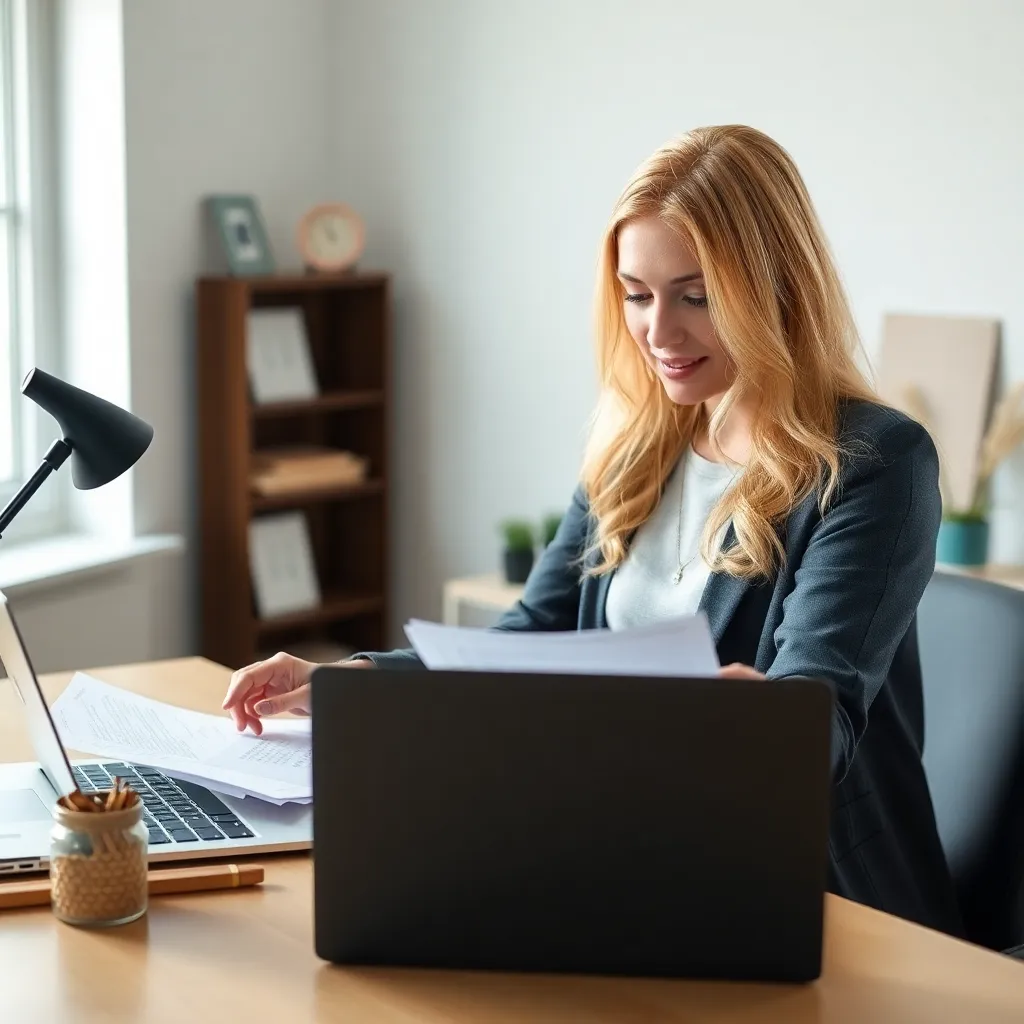 Persoon die thuis een maandelijks budget plant met laptop en documenten