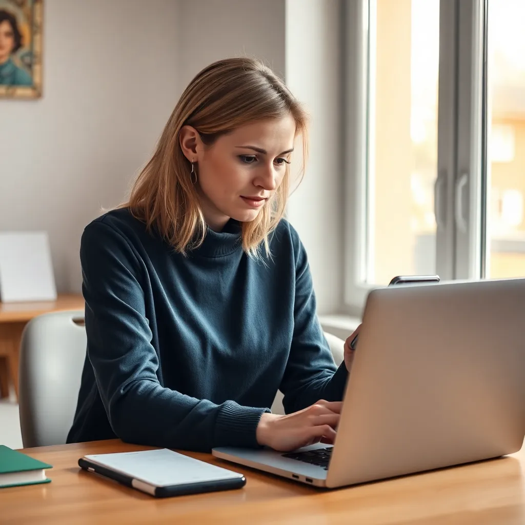 Nederlandse vrouw analyseert haar persoonlijke financiën op laptop en smartphone