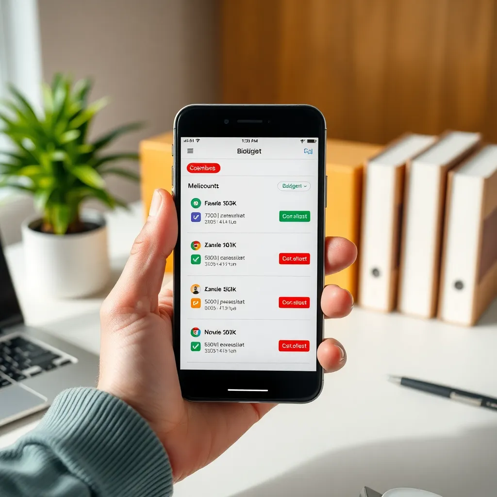 Persoon die budgetplanning doet op tablet